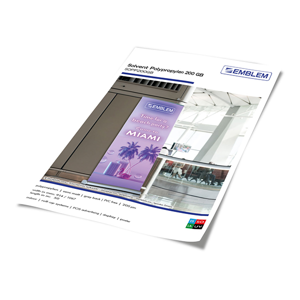 EMBLEM Solvent Polypropylen Film 200 Grey Back SOPP200GB Farben-Frikell WTB
